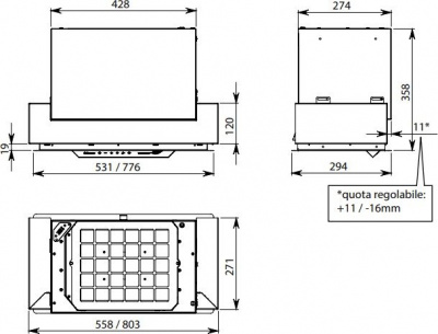 Кухонная вытяжка Falmec Gruppo Incasso E-ion 70 450 м3/ч (нержавеющая сталь)