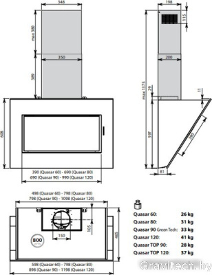 Кухонная вытяжка Falmec Quasar Green-Tech 90 800 м3/ч (белый)