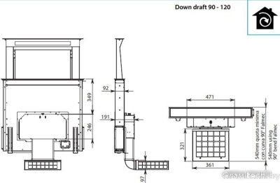 Кухонная вытяжка Falmec Down Draft Design+ 120 (белый)