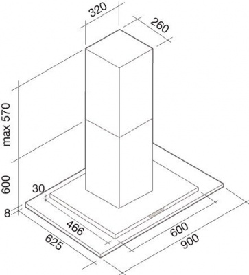 Кухонная вытяжка Falmec Kristal Design Island 90 800 м3/ч (нержавеющая сталь)