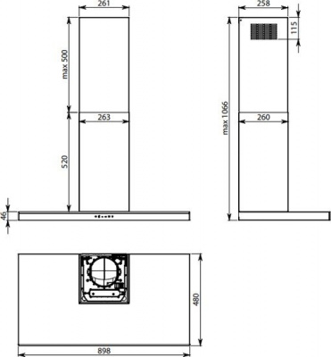Кухонная вытяжка Falmec Luce Design 90 800 м3/ч (черный)