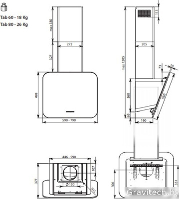 Кухонная вытяжка Falmec Tab Design 60 800 м3/ч (черный)