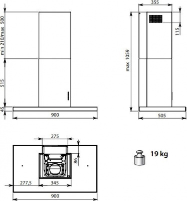 Кухонная вытяжка Falmec Lux Fasteel 90 800 м3/ч (нержавеющая сталь)