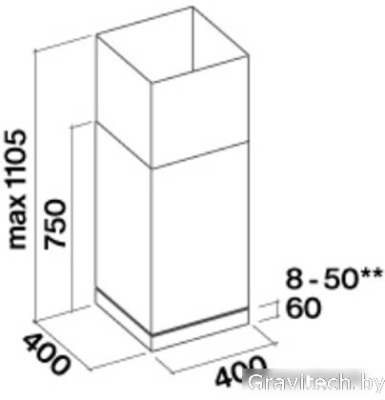 Кухонная вытяжка Falmec Mira/Top Fasteel Telescopic 40 800 м3/ч (нержавеющая сталь)
