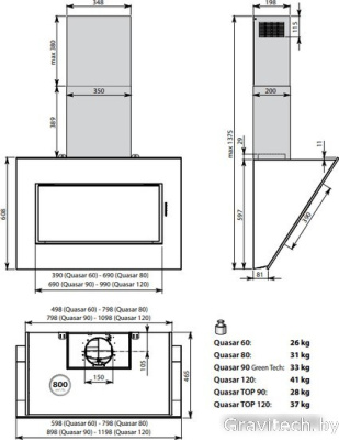 Кухонная вытяжка Falmec Quasar Design 80 800 м3/ч (черный)
