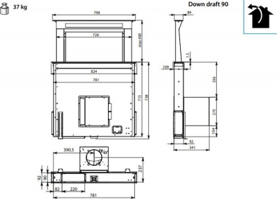 Кухонная вытяжка Falmec Down Draft Design+ 90 (черный)
