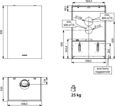 Кухонная вытяжка Falmec Altair Design 60 800 м3/ч (нержавеющая сталь)